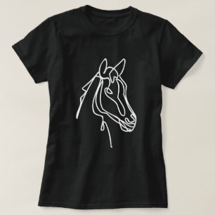 Cavalo artístico desenhando camisa preta para mulh