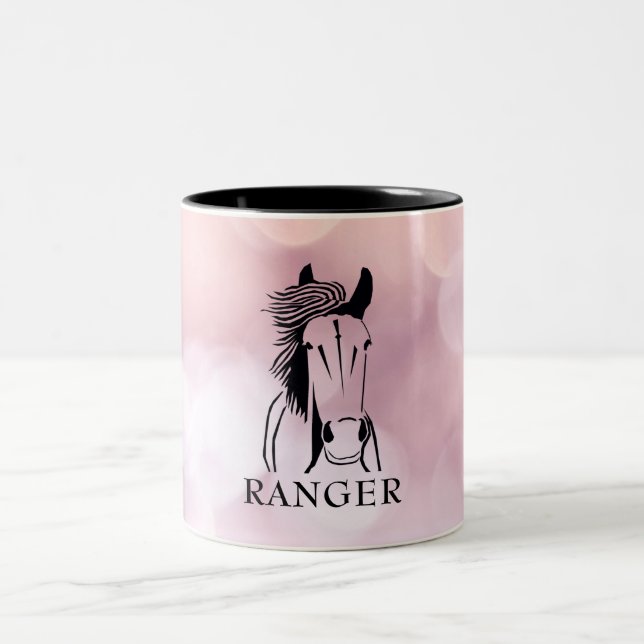Cavalo Artístico Personalizado na Caneca Rosa (Centro)