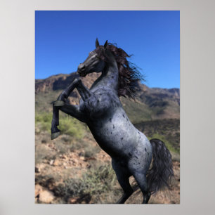 Cavalo Azul-Corão na Impressão de Arte do Deserto