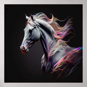 Cavalo Branco, Abstrato, Parede de Impressão de Ar