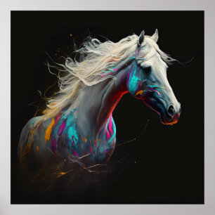 Cavalo Branco, Abstrato, Parede de Impressão de Ar