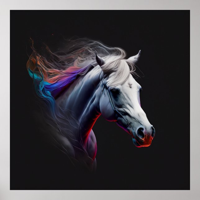 Cavalo Branco, Abstrato, Parede de Impressão de Ar (Frente)