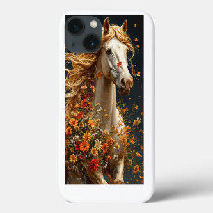 Cavalo Branco Adornado Com Flores Vibrantes de Out