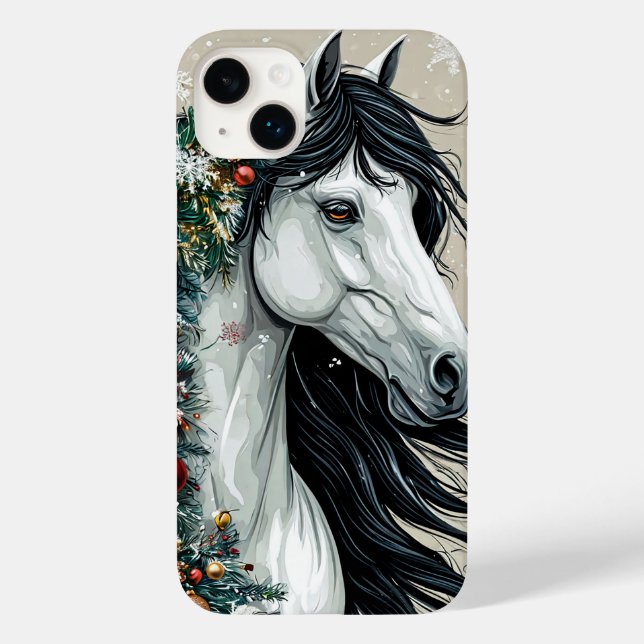 Cavalo branco com árvore de natal (Verso)