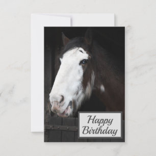 Cavalo Castanho no Cartão de Aniversário Feliz d