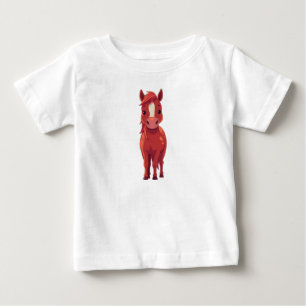 Cavalo castanho vermelho adorável   Camiseta branc