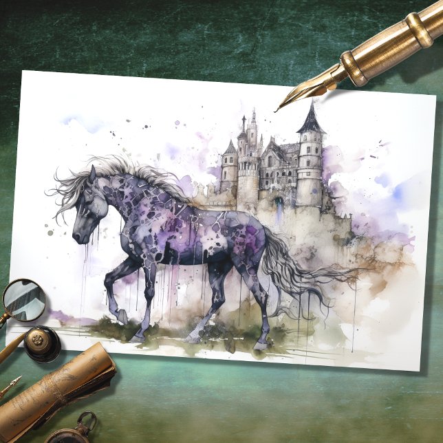 Cavalo com Papel de Decoupage do Castelo 1 (Criador carregado)