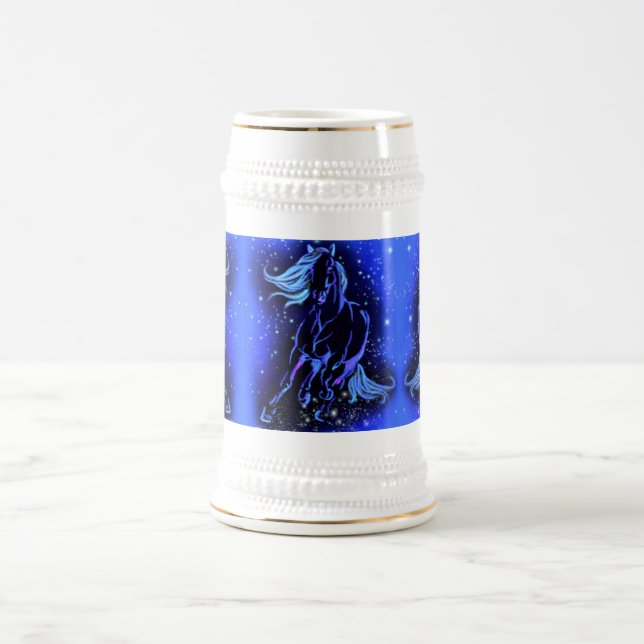 Cavalo Correndo Na Caneca de cerveja Azul De Cerve (Centro)