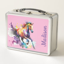 Cavalo Correndo Rosa e Roxo Feminino Personalizado