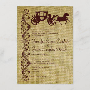 Cavalo de Burlap e Convites de Casamento de Carrua