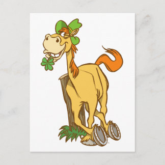 Cavalo de Cartoon Sortudo no cartão postal do Dia 