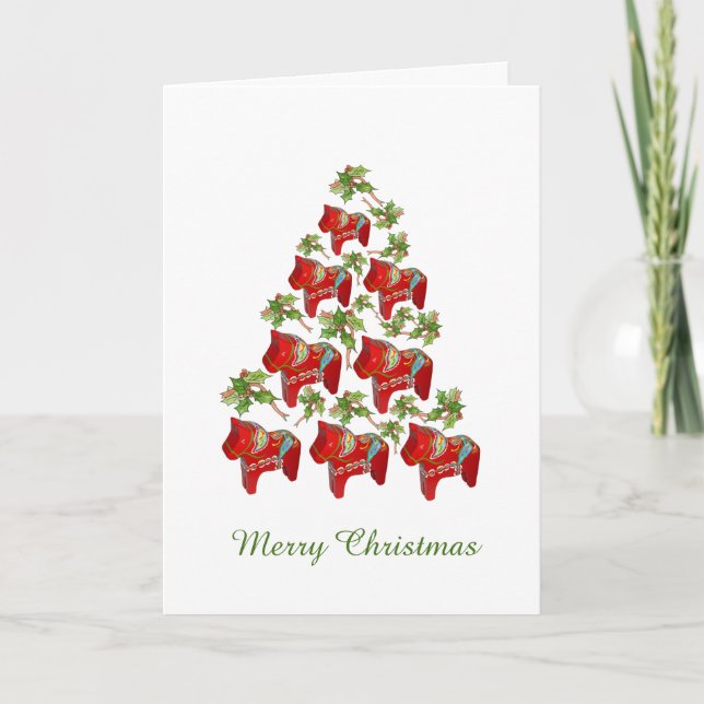 Cavalo de Dala que pensa de você cartão de Natal (Frente)