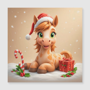 Cavalo de desenho animado de Natal com chapéu de P