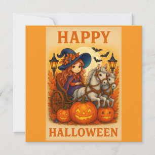 Cavalo de Halloween e Cartão de Feiticeira Carruag