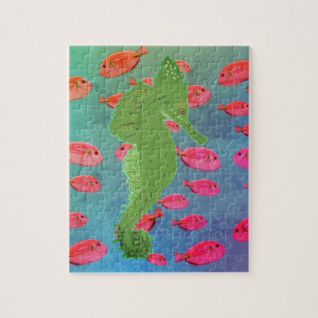 Cavalo de mar, quebra-cabeça da vida do oceano (Vertical)