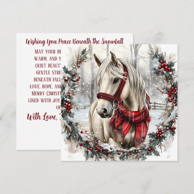 Cavalo de Natal Elegante com Coroa de Inverno Pers (Frente/Verso)