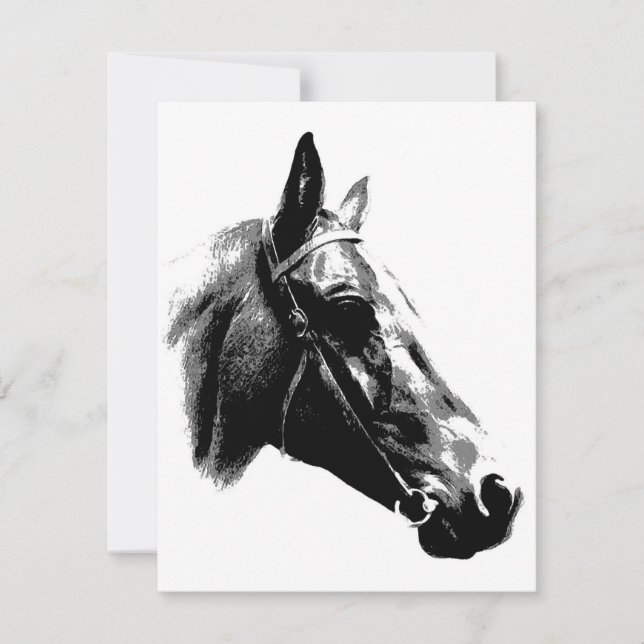 Cavalo de Pop de Arte Preto e Branco (Frente)