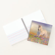 Cavalo de sonho correndo pelas flores