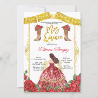 Cavalo Dourado Vermelho Charra Quinceañera Convite