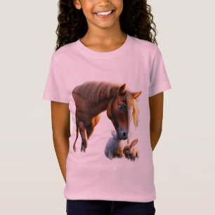 Cavalo e Coelhinho Divertidos – Camiseta Adorável