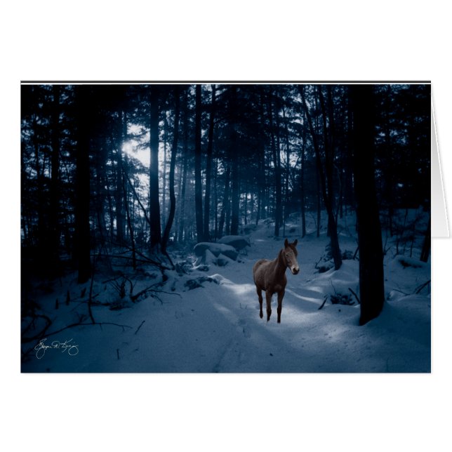 Cavalo em Madeira Azul: Cartão (Frente Horizontal)