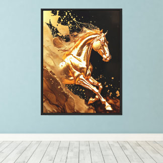 Cavalo Galopante Liquid Gold Canvas