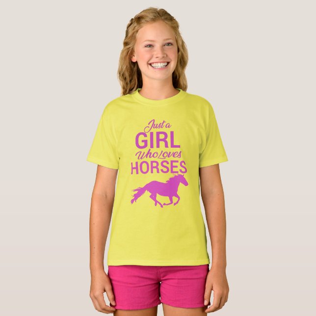 Cavalo Galope Uma Garota Que Adora Camiseta De Cav (Frente Completa)