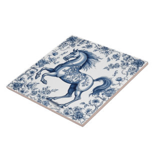 Cavalo Majestoso em Azulejos Indigo