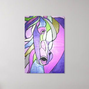 Cavalo Metálico em Canvas Roxa