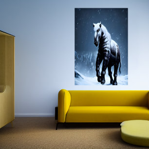 Cavalo na neve AI Art Poster