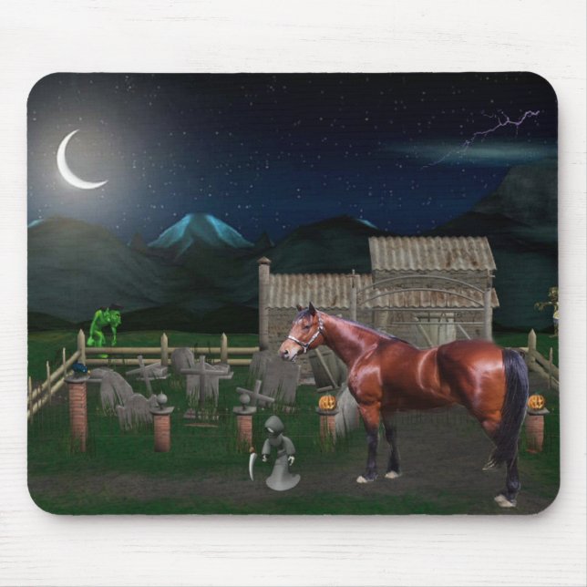 Cavalo o Dia das Bruxas com amigos Mousepad do (Frente)