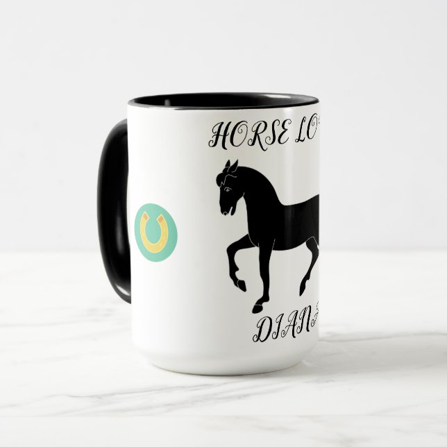 Cavalo Passe duas caneca tonta com nome personaliz (Frente Esquerda)