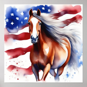 Cavalo Patriótico com Poster de Marca d'água dos E
