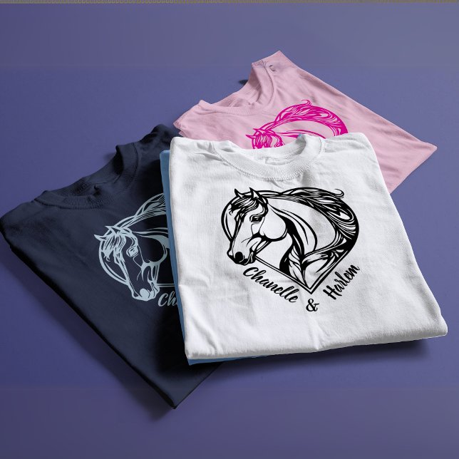 Cavalo Personalizado e Camiseta de Cavaleiro com N (Custom Horse & Rider T-Shirt with Names)