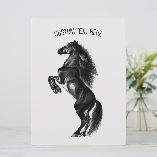 Cavalo Preto - Desenho - Texto Personalizado (Em pé/Frente)