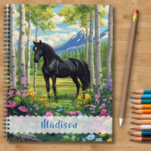 Cavalo Preto Meninas de Flor Silvestre Rosa Roxo C