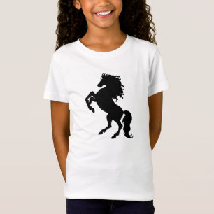 Cavalo preto que eleva - o t-shirt cabido Bella da