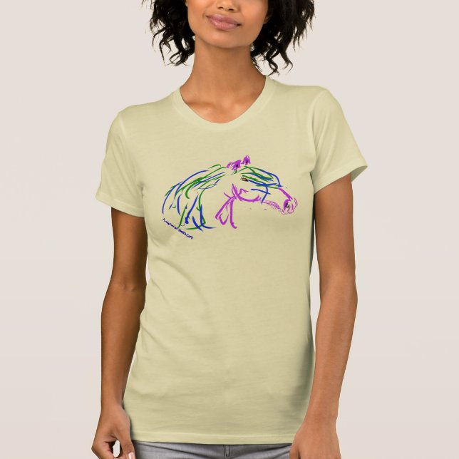 Cavalo roxo desenhando em t-shirt por KOH (Frente)