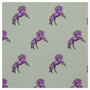 Cavalo Roxo na Tecido de Cinza