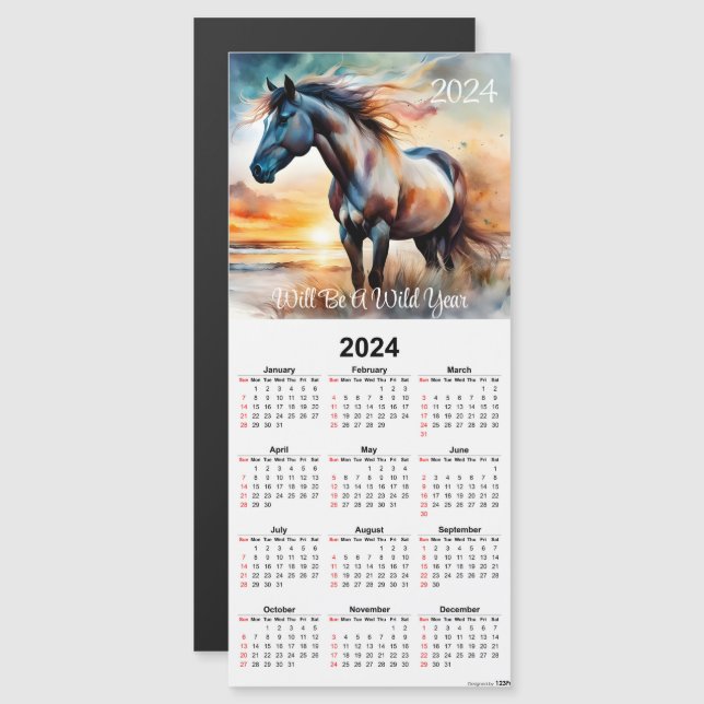 Cavalo selvagem na praia Cartão de Calendário Magn (Frente/Verso)