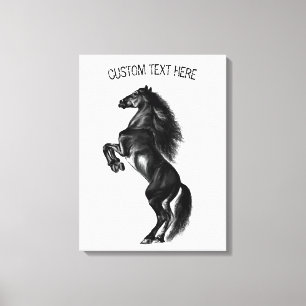 Cavalo Selvagem Preto Reto Impressão em Tela do Se