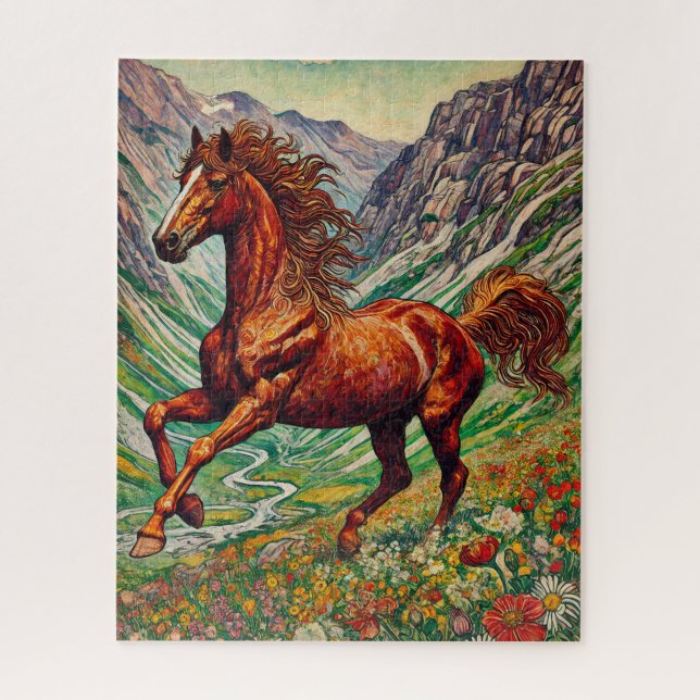 Cavalo Vermelho em um Quebra-cabeça de Peça na Mon (Vertical)