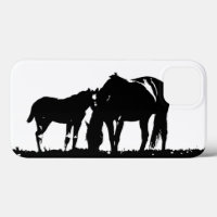 Cavalos brancos pretos Silhout