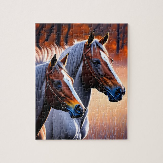 Cavalos Brumby Castanhos E Brancos, Quebra-cabeça  (Vertical)