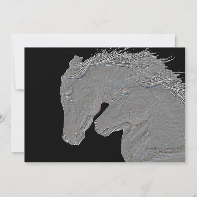 Cavalos com Efeito de Relevo Fundo Preto (Frente)