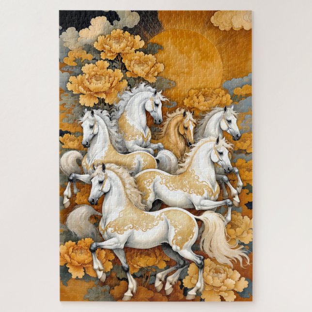 Cavalos da Lua Dourada – Quebra-Cabeça de Foto Per (Vertical)