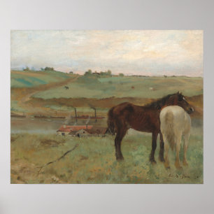 Cavalos em um campo - Edgar Degas Fine Art Poster