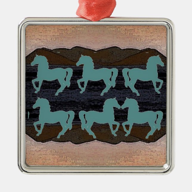 Cavalos Enfeites de natal cerâmico (Frente)