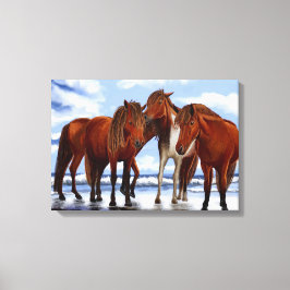 Cavalos na Canvas de praia