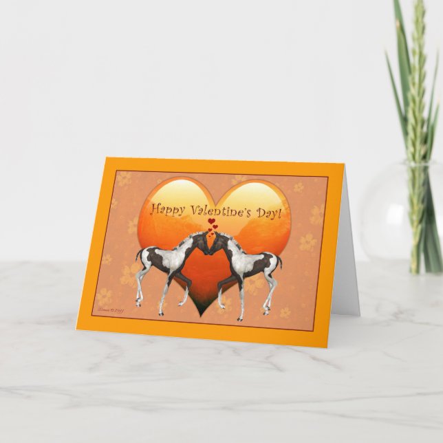 Cavalos no Cartão de Dia de os namorados de Amor (Frente)